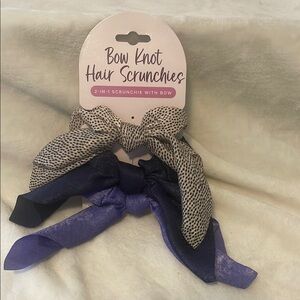 NEW Bow Knot Hair Scrunchies Set - Black and Purple